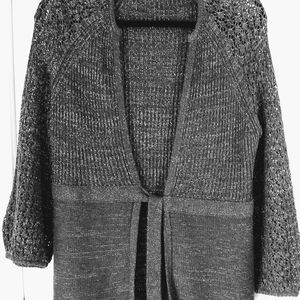 Tahari Dark Gray and Silver Cardigan